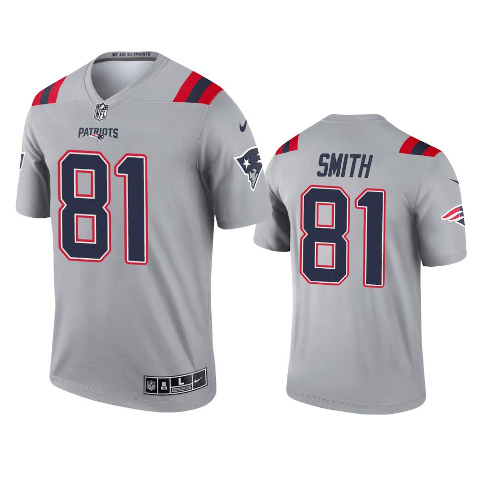 Men New England Patriots #81 Jonnu Smith Nike Grey Inverted Legend NFL Jersey->new england patriots->NFL Jersey